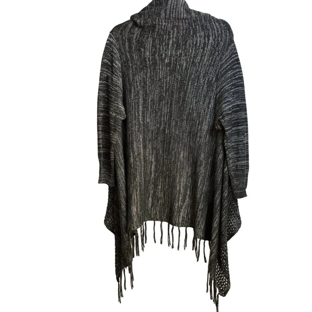 One World  Size XL  Live and Let Live Women's Cardigan Sweater Gray/Black